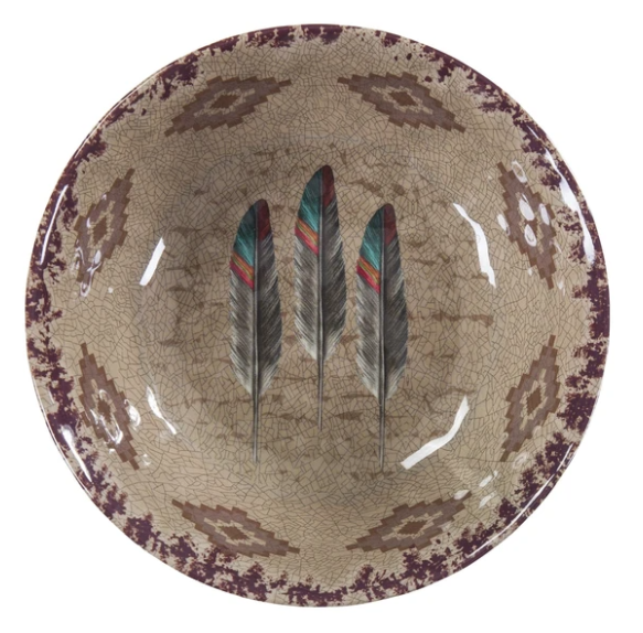 Melamine Feather Dinner Bowls - Set of 4